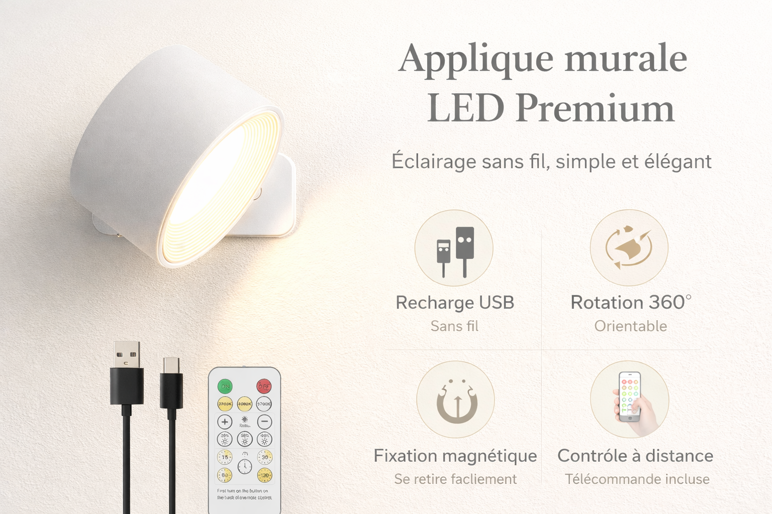 Lampe murale LED rechargeable